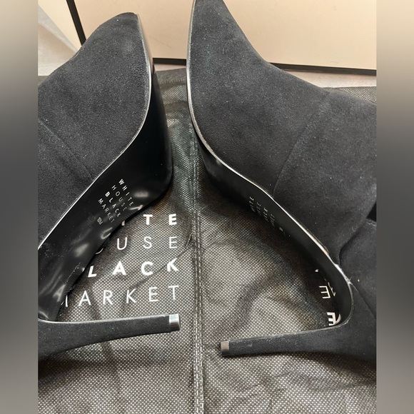 WHBM Womens 10M Black Suede Kitten Leather Heels Goth Grunge Zip Dust Box New - Picture 9 of 12